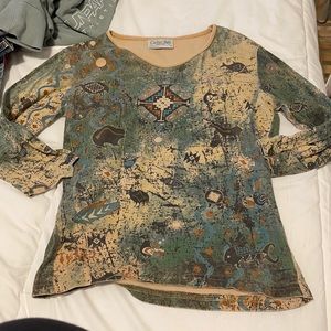 Aztec fairy core quarter sleeve top